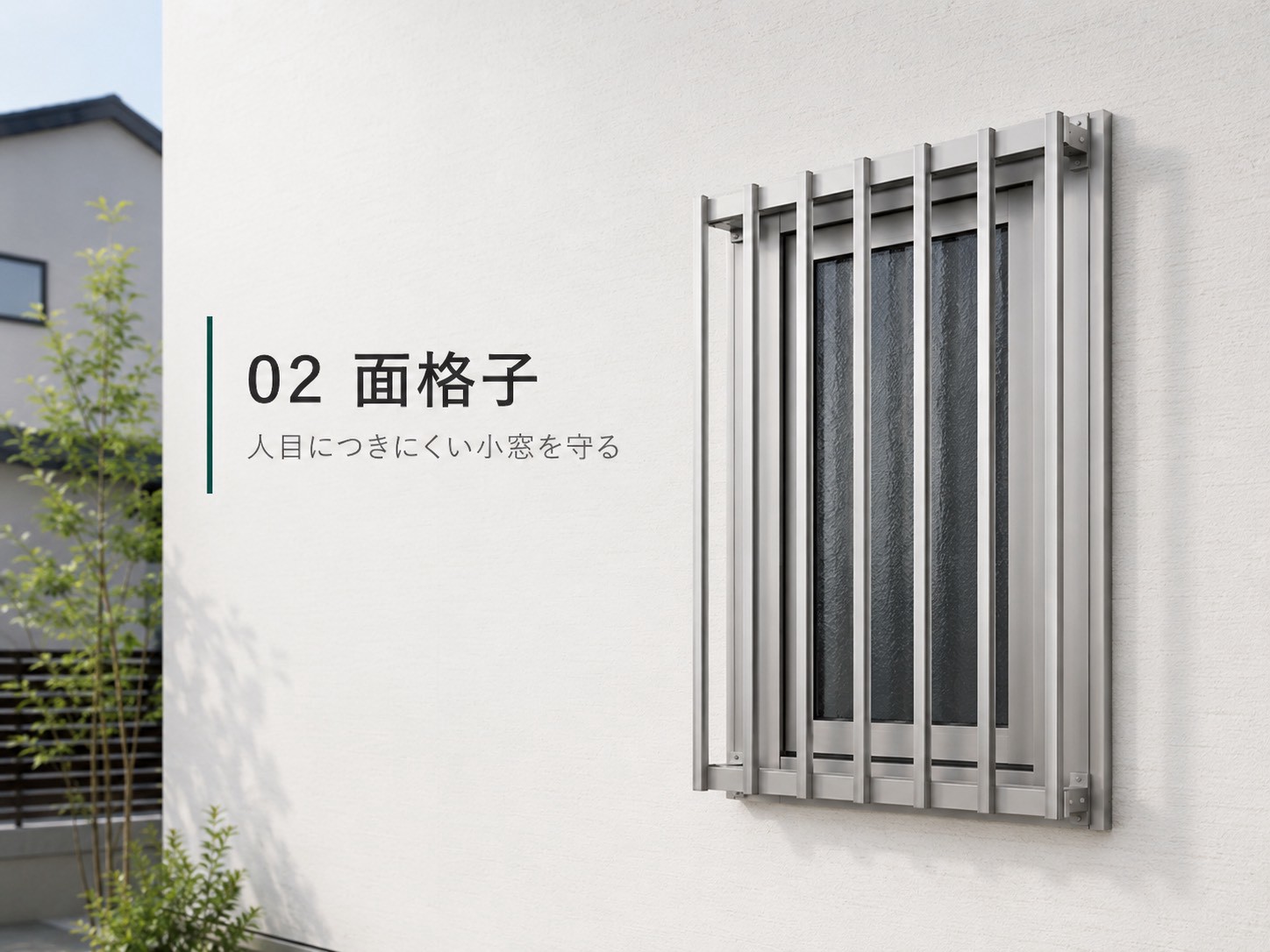 住宅の小窓へ設置された防犯用面格子